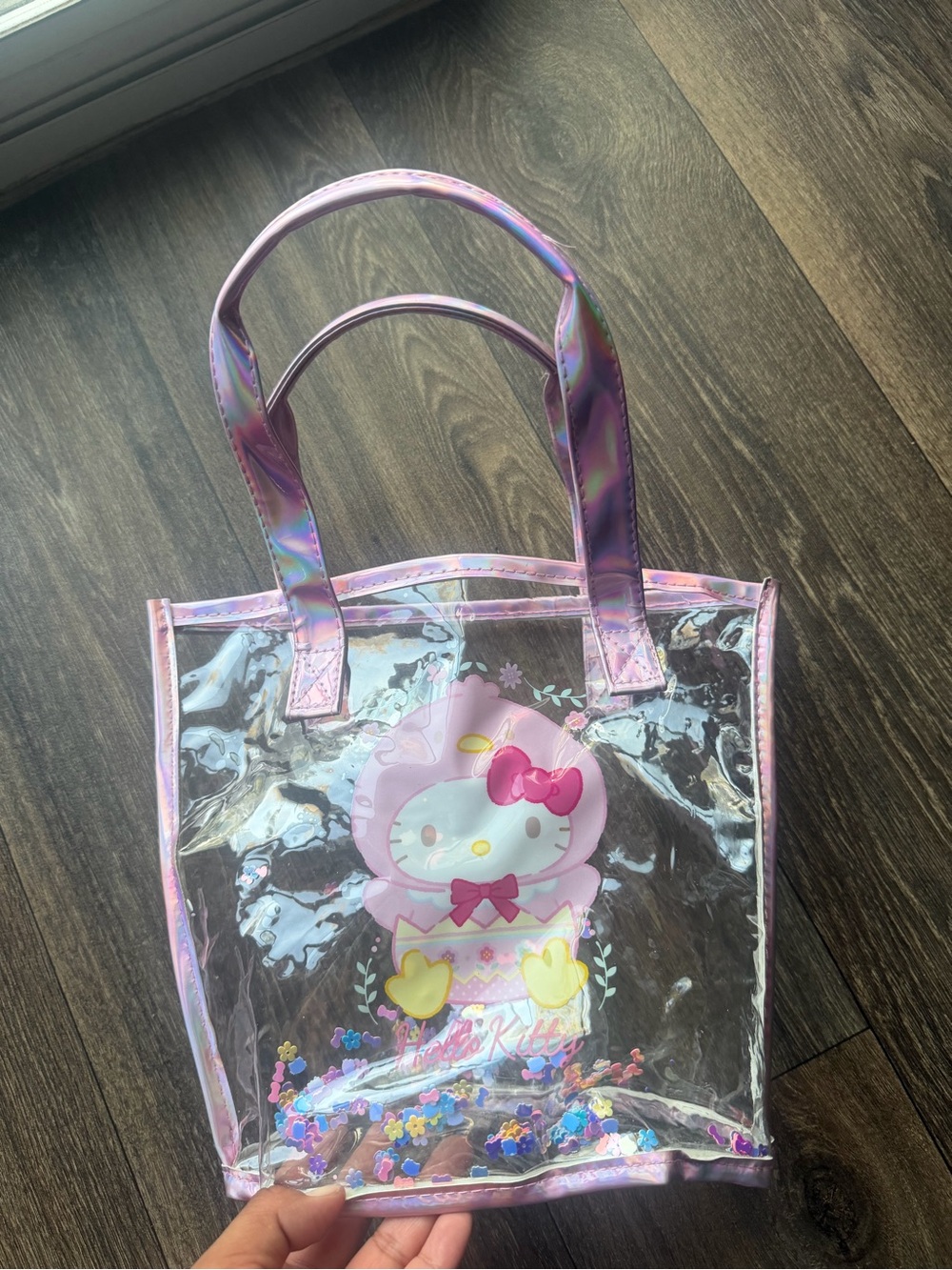 Hello Kitty Clear Tote with Pink Holographic Trim